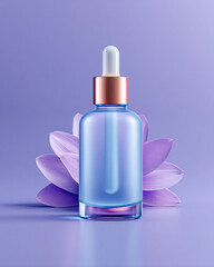 A luxury bottle with a care product in lilac-pink color.