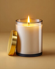 Luxury model of a candle in a glass cup.