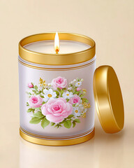 Luxury model of a candle in a glass cup.