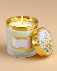 Luxury model of a candle in a glass cup.