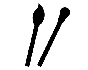 Silhouette of two matches, one lit, in black and white simplicity