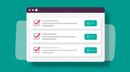 A digital interface displaying a checklist with completed items and a teal background color scheme