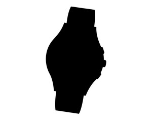 Silhouette of a smart watch, side view, sleek modern design in black