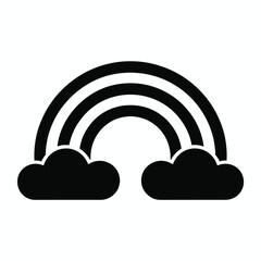 Fototapeta premium Simple black and white rainbow icon with clouds