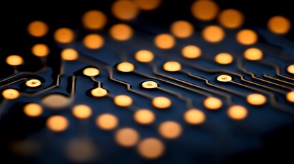 Close-up view of illuminated circuit board components.