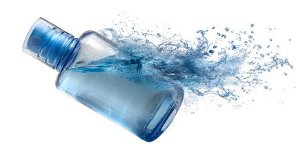 Water bottle explosion, isolated on transparent background