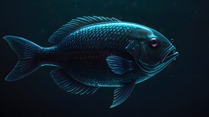 Fototapeta premium Neon Fish Against a Dark Scene