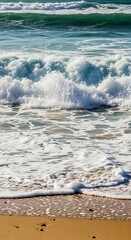 Ocean waves crashing on sandy beach seascape nature photography travel destination summer vacation scene view