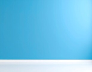 Obraz premium Empty room with a vibrant blue wall and white trim