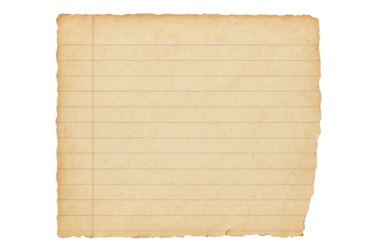 Vintage Notebook Paper Design Scrapbooking Textured Stationery Aged Element Creative Asset. Transparent background