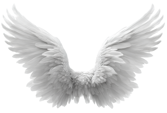 White angel wings isolated on transparent background.