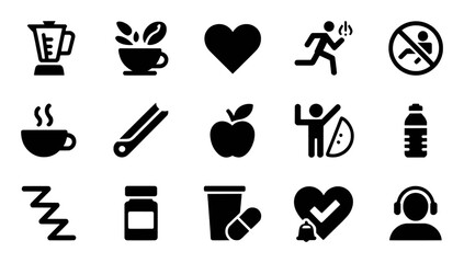 Health and fitness icons for wellness and lifestyle vector shape