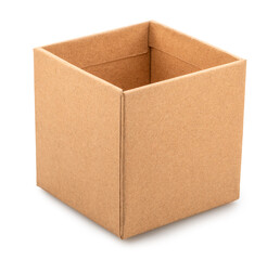Open empty cardboard gift box isolated on white background. File contains clipping path.