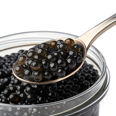 black caviar in a spoon