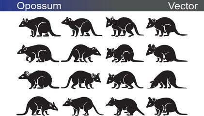 Wild Life Silhouette on White Background Vector Illustration