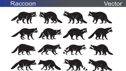 Wild Life Silhouette on White Background Vector Illustration