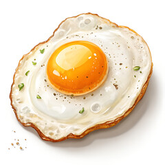fried egg on a plate  isolated on white