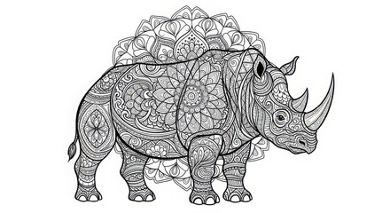Fototapeta premium Intricate mandala patterned rhinoceros illustration