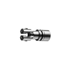 Metal coupler for leg extenders on a transparent background