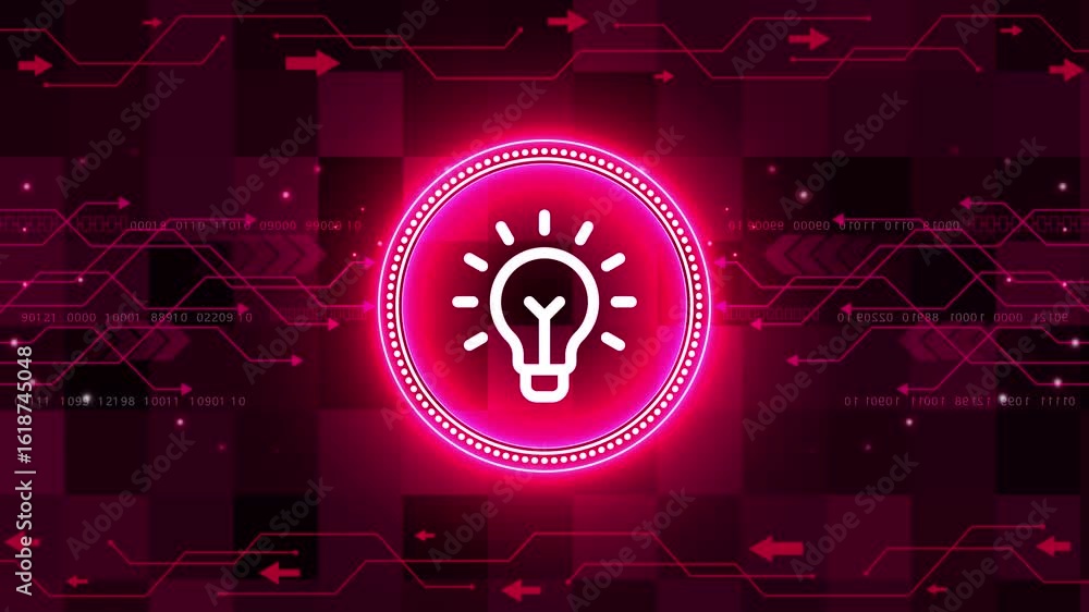 Poster light bulb innovation solution. creative idea and success concept symbol on dynamic digital backgrou