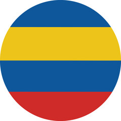 Fototapeta premium circular flag of colombia with horizontal blue yellow and red stripes