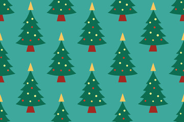  seamless christmas pattern with christmas tree, ideal for gift wrapping and textile design vector illustration