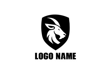  White Goat Head in Black Shield Logo