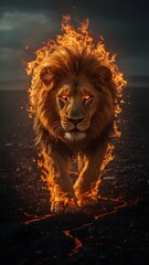 Obraz premium A magnetic lion is walking 