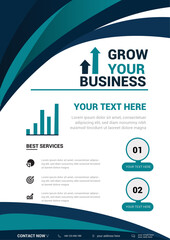 Business Growth Flyer Template with Modern Blue Wave Layout for Corporate Promotion