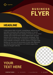 Elegant Business Flyer Template with Maroon and Gold Wavy Layout Design