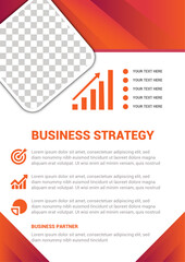 Business Strategy Flyer Template with Orange Gradient and Data Chart Elements