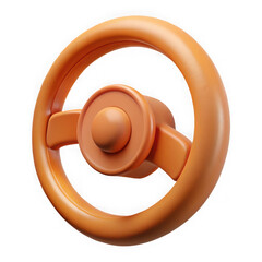 Orange steering wheel isolated on transparent background