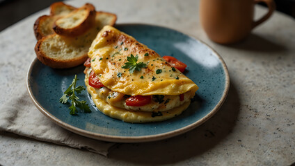 Omelet on a plate.