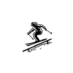 Fototapeta premium Graffiti-Style Rail Jam Ski Icon – Grind Rail Line Art – Edgy Urban Event Logo