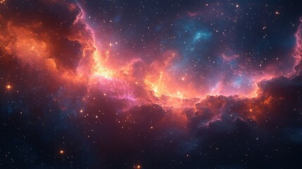 Obraz premium Vibrant Nebula in Deep Space with Stellar Clouds and Glowing Stars 