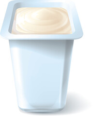 a mockup vector of a white colored square container with yogurt filled in it