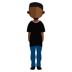 a vector illustration of a black man with a trimmed haircut and a short beard, faceless character