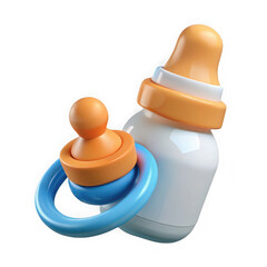 Baby bottle and pacifier isolated on transparent background