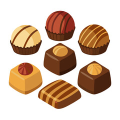 Assorted Chocolate Candy Collection A Delightful Selection of Round and Square Chocolates with Various Flavors and Toppings Perfect for Indulging in a Sweet Treat or