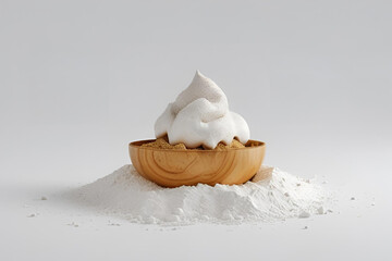 Modern Culinary Foam in a Wooden Bowl