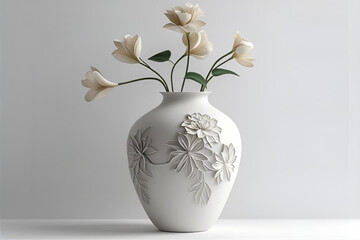 Elegant White Vase with White Flowers