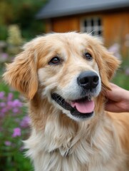 Golden retriever portrait outdoors
