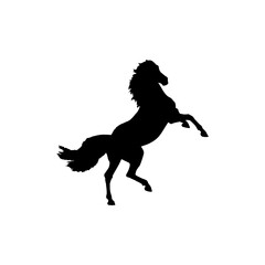 Black horse running vector silhouette suitable for icon design illustration