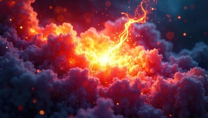 Fototapeta premium Close-up of a glowing, pulsating core of light, radiating intense energy and power The vibrant hues suggest immense inner strength and potential , luminosity, galaxy