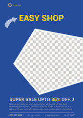 Modern Blue Promotional Shop Sale Flyer Template with 35% Discount Highlight