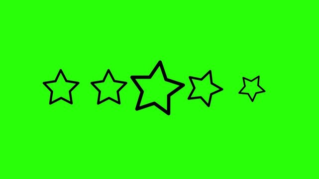 Rating Five Stars Animation. Product Quality, Feedback, Customer review. Transparent Background.