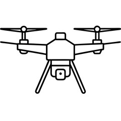 Black Outline Drone Illustration Top View quadcopter