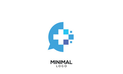 Obraz premium Minimal chat bubble with health cross logo