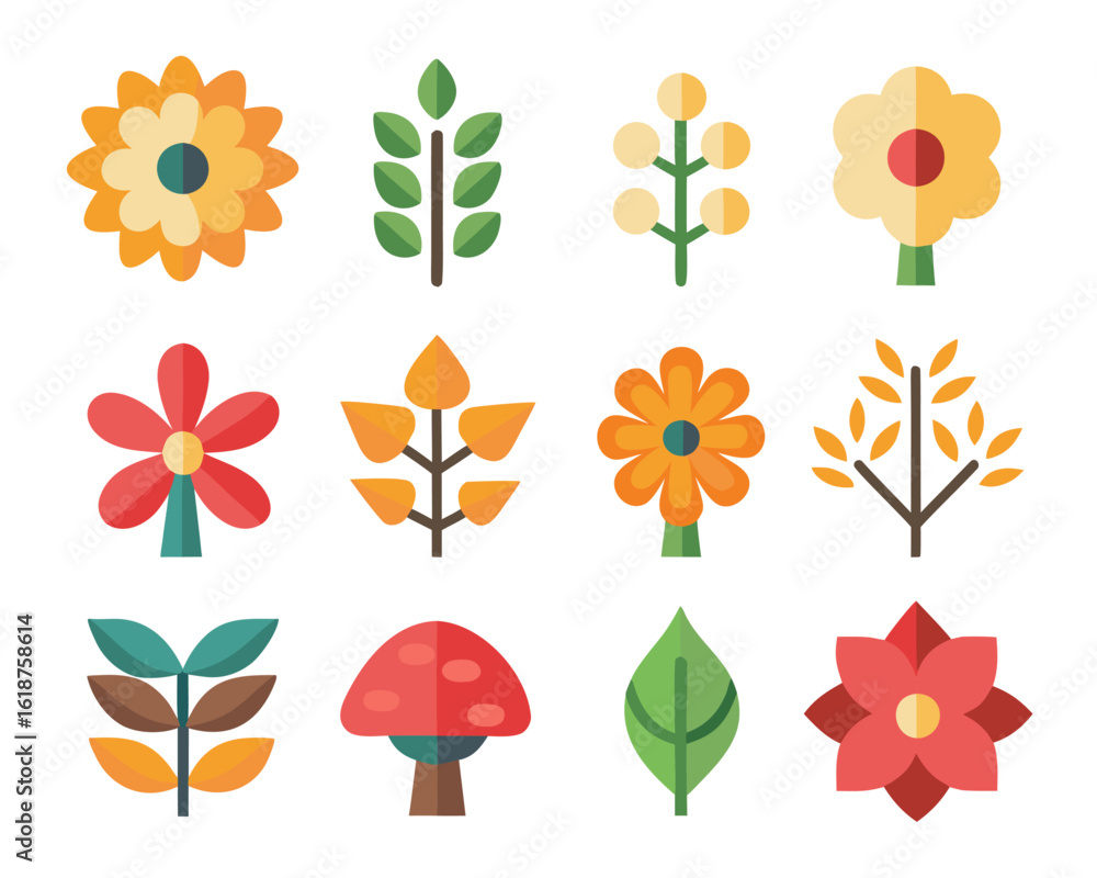 Poster a curated assortment of clean modern and simplified graphic elements showcasing various abstract rep