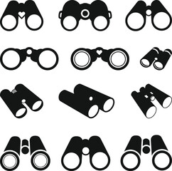 Collection of Binocular Icon Silhouettes, binocular flat icon Svg, durbin Silhouette, telescope Vector Illustration
